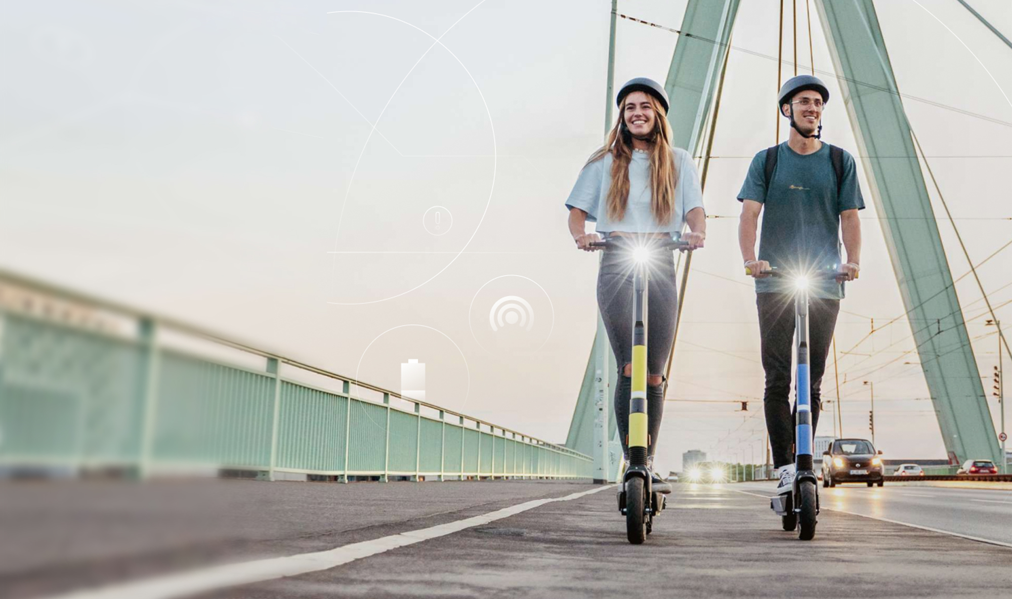 people riding e-scooters